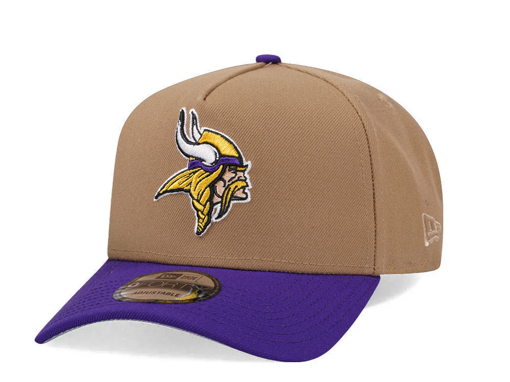 New Era Minnesota Vikings Khaki Two Tone Edition 9Forty A Frame Snapback Cap TOPPERZSTORE.COM