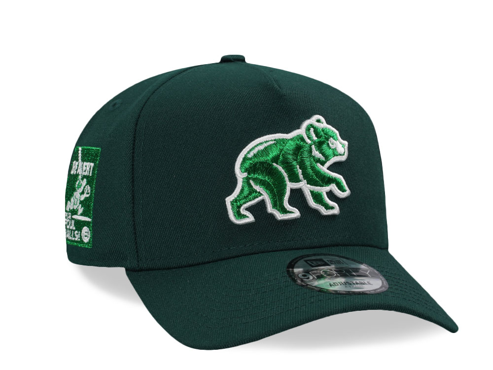 New Era Chicago Cubs Be Alert Green Metallic Edition 9Forty A Frame Snapback Hat