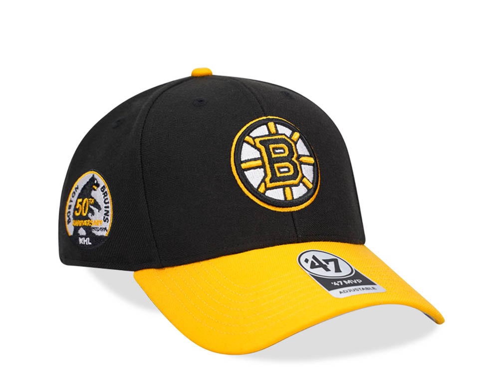 47Brand Boston Bruins Vintage Black and Yellow Sure Shot MVP Snapback Hat