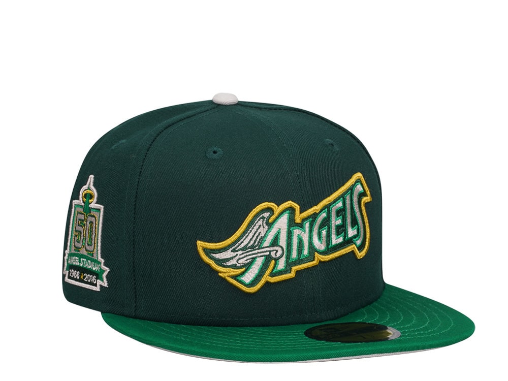 New Era Anaheim Angels 50th Anniversary Angel Stadium Sneaky Green Two Tone Edition 59Fifty Fitted Hat