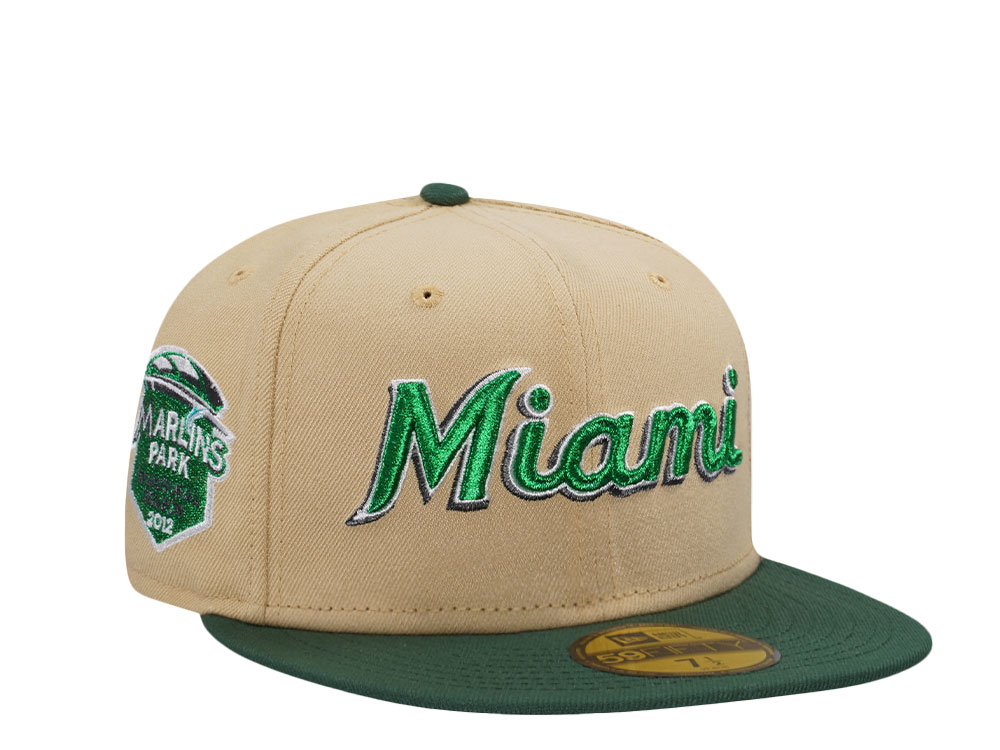 New Era Miami Marlins Stadium Patch Vegas Two Tone Metallic Edition 59Fifty Fitted Hat