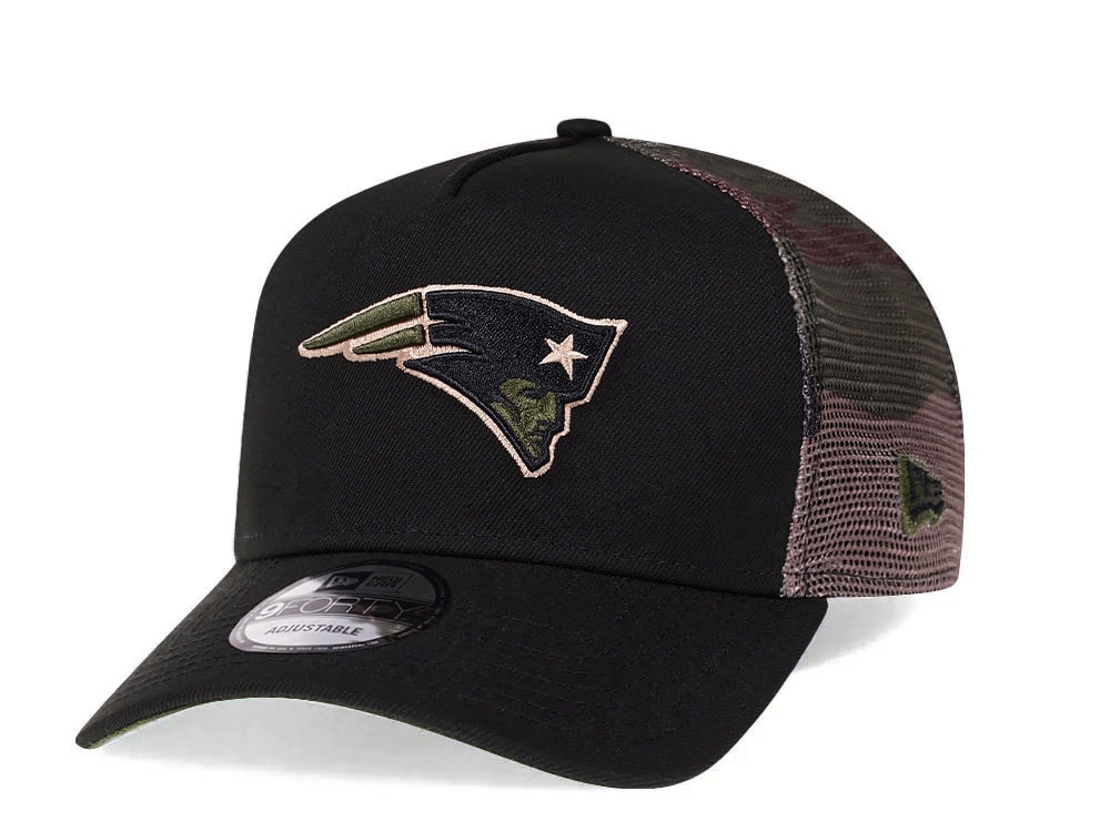 New Era New England Patriots Camo 9Forty A Frame Trucker Snapback Hat