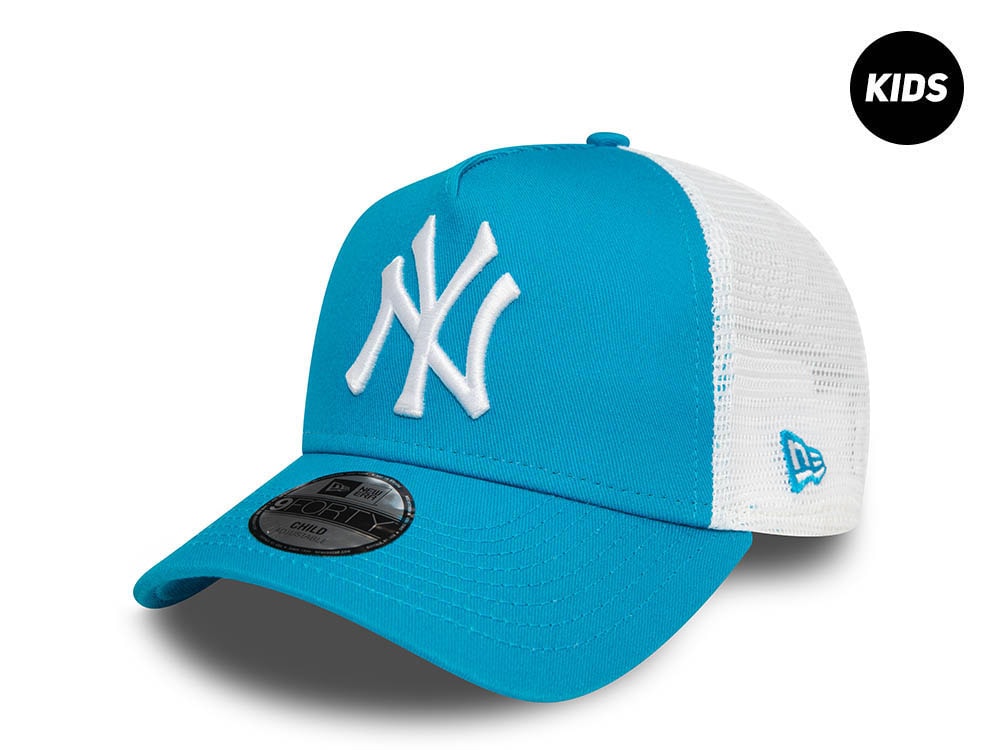 New Era New York Yankees League Essential Blue Kids 9Forty A Frame Trucker Snapback Hat