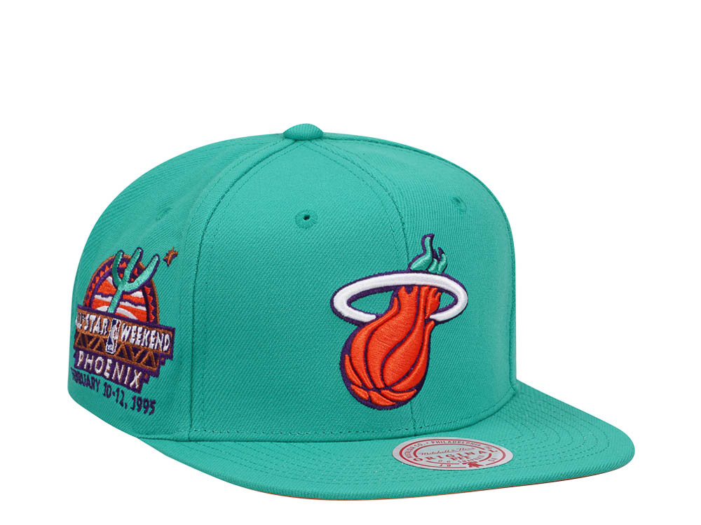 Mitchell & Ness Miami Heat Desert Green Hardwood Classic All Star Weekend Snapback Hat