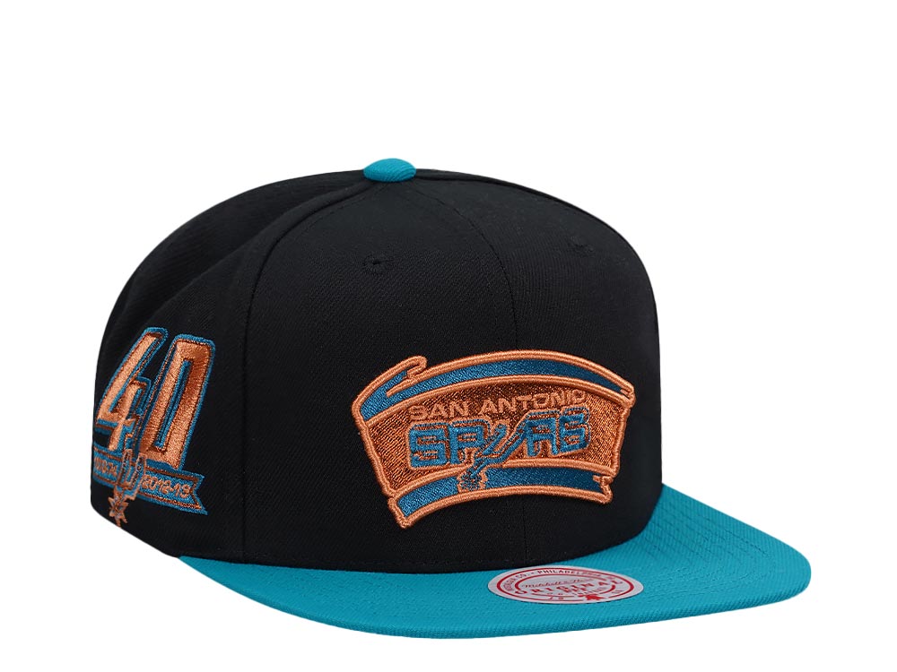 Mitchell & Ness San Antonio Spurs 40th Anniversary Make Cents Black Two Tone Hardwood Classic Snapback Hat