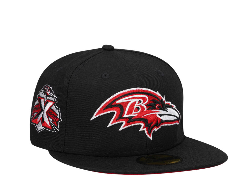 New Era Baltimore Ravens Super Bowl X Black Edition 59Fifty Fitted Cap TOPPERZSTORE.COM