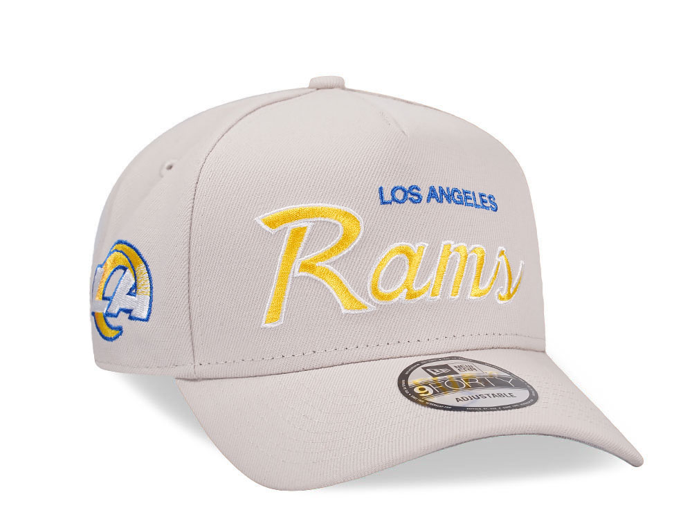 New Era Los Angeles Rams Script Stone White Edition 9Forty A Frame Snapback Hat