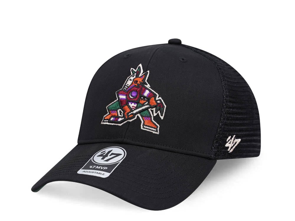 47Brand Arizona Coyotes Black Branson Mesh MVP Trucker Snapback Hat