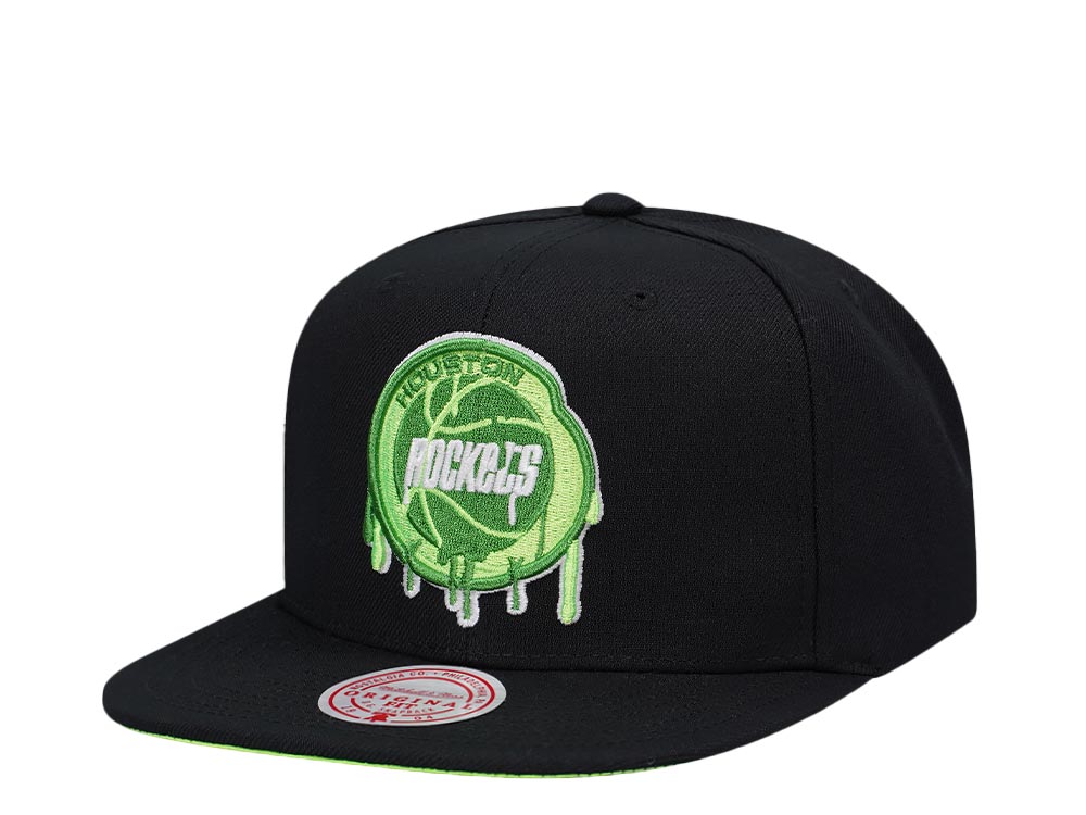 Mitchell & Ness Houston Rockets Slime Drip Hardwood Classic Snapback Hat