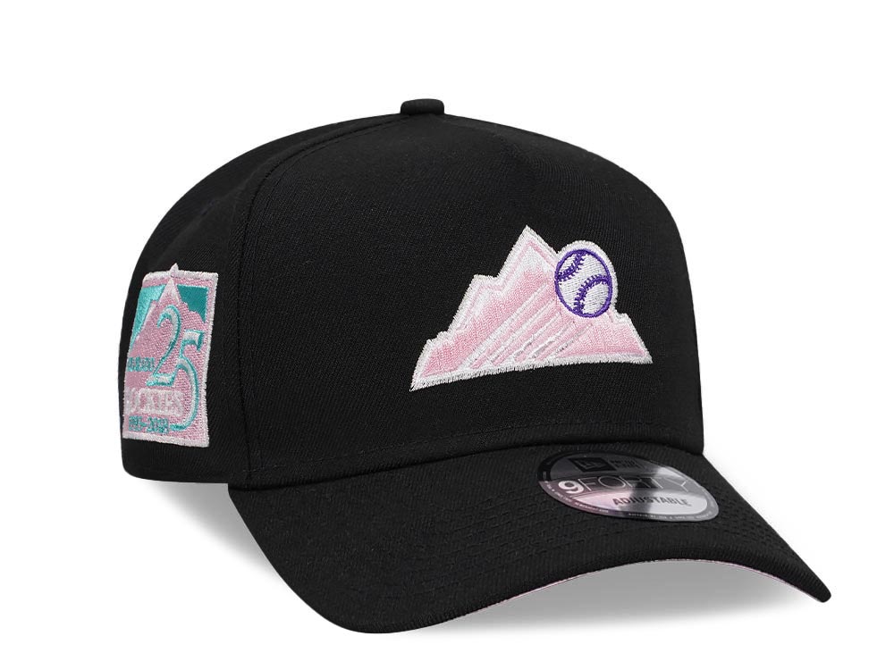 New Era Colorado Rockies 25th Anniversary Black Pink A Frame 9 Forty Snapback Hat