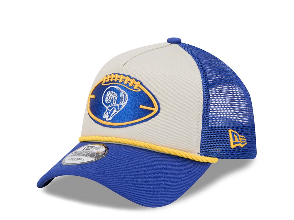 New Era Los Angeles Rams Sideline 2024 9Forty A Frame Trucker Snapback Hat