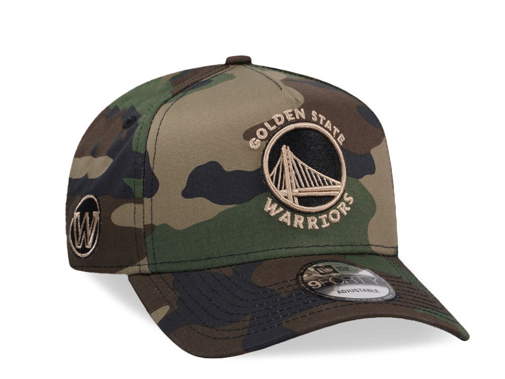 New Era Golden State Warriors Camo Gold Edition 9Forty A Frame Snapback Hat