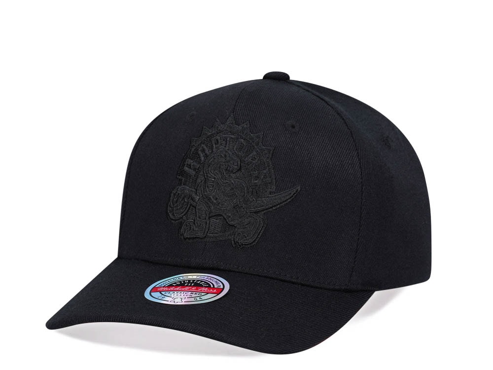 Mitchell & Ness Toronto Raptors All Black Hardwood Classic Red Line Flex Snapback Hat