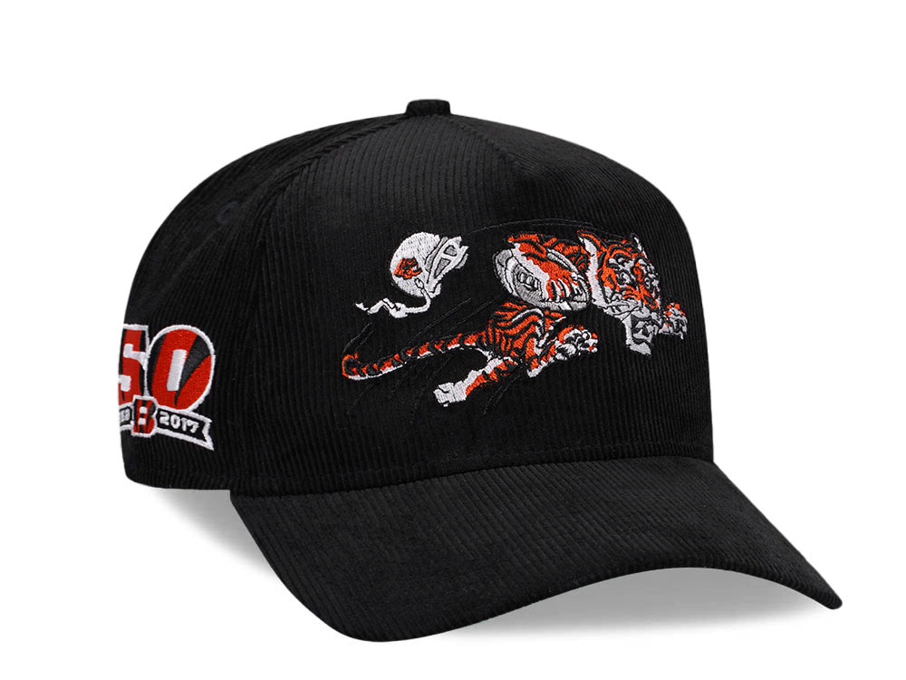 New Era Cincinnati Bengals 50th Anniversary Black Corduroy Edition 9Forty A Frame Snapback Hat