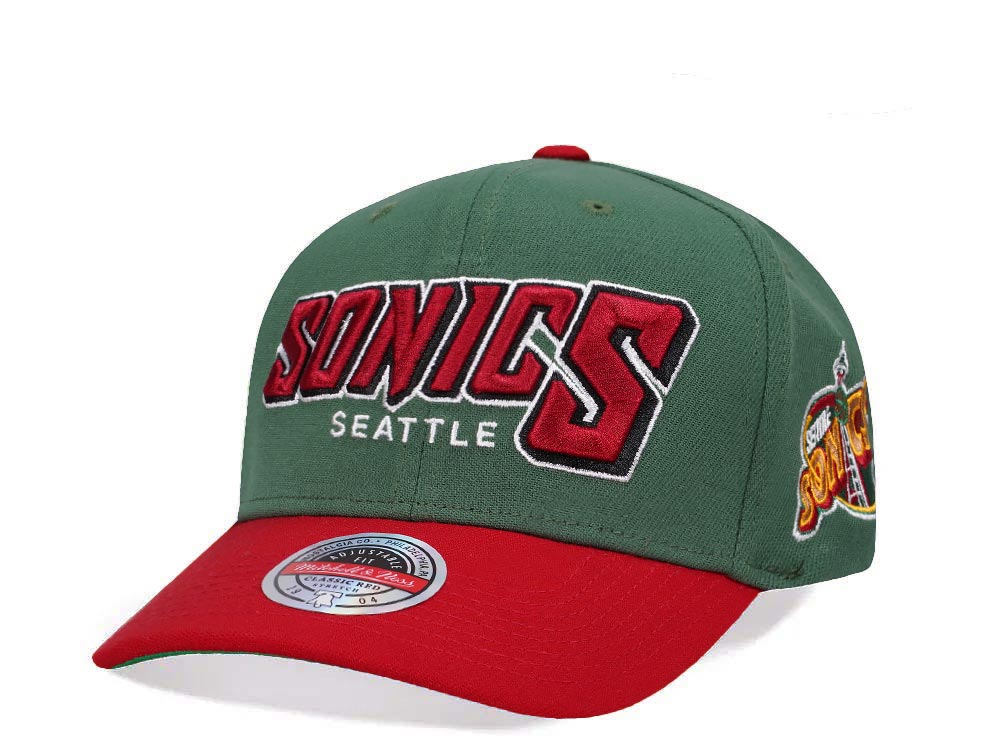 Mitchell & Ness Seattle Supersonics Shredder Stretch Hardwood Classic Red Flex Snapback Hat