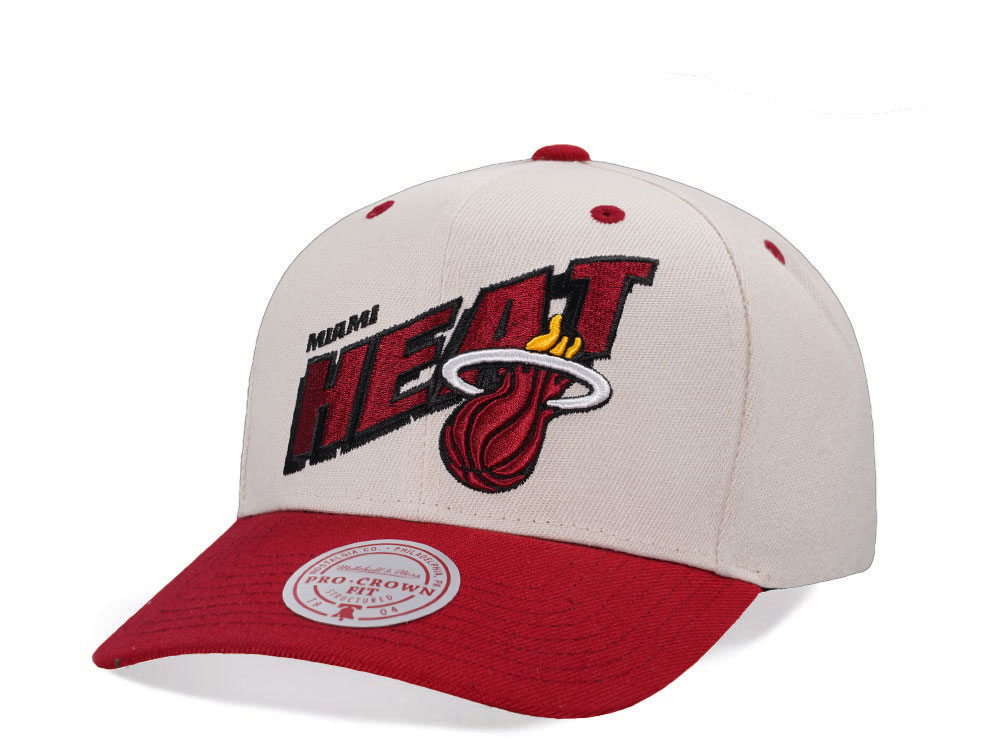 Mitchell & Ness Miami Heat Chrome Two Tone Pro Crown Fit Snapback Hat