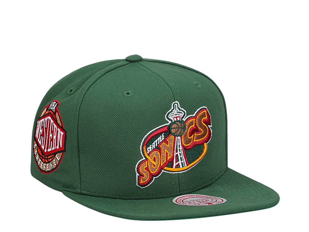 Mitchell & Ness Seattle Supersonics Conference Patch Green Snapback Hat