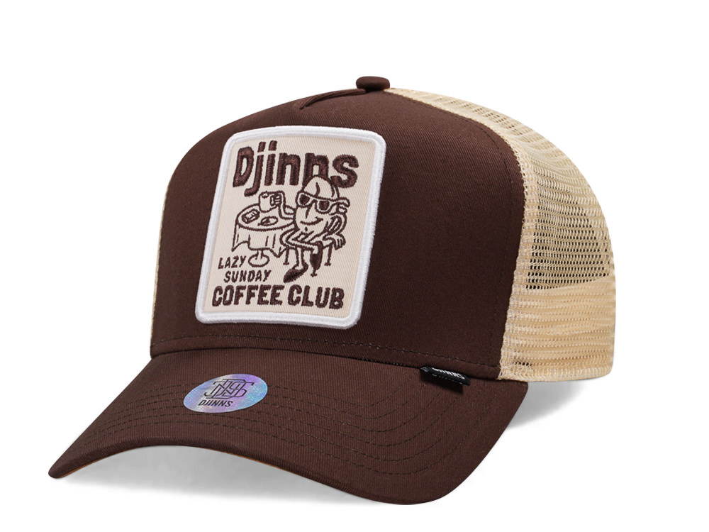 Djinns Lazy Sunday Coffee Club Brown Trucker Snapback Hat