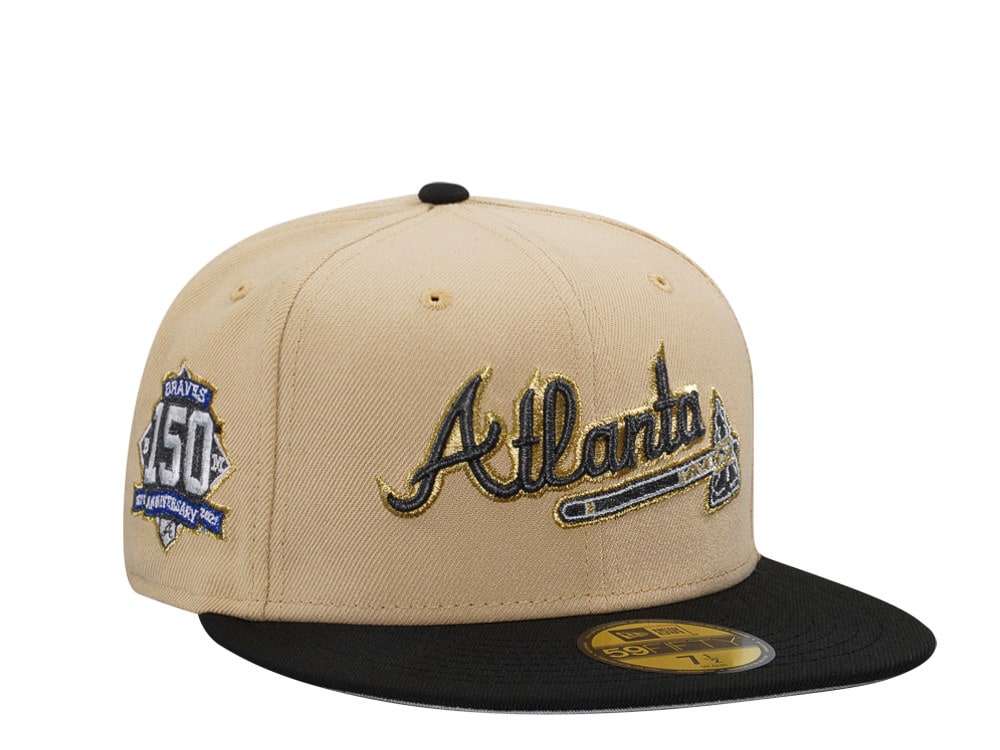 New Era Atlanta Braves 150th Anniversary Vegas Gold Metallic Two Tone Edition 59Fifty Fitted Hat