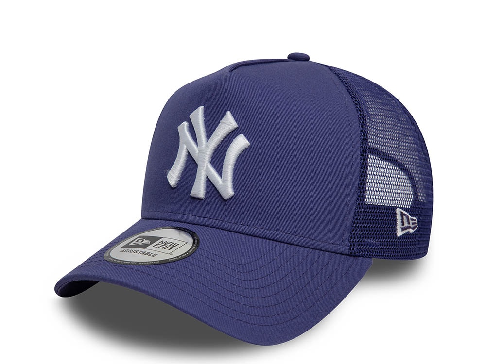 New Era New York Yankees League Essential Purple 9Forty A Frame Trucker Snapback Hat