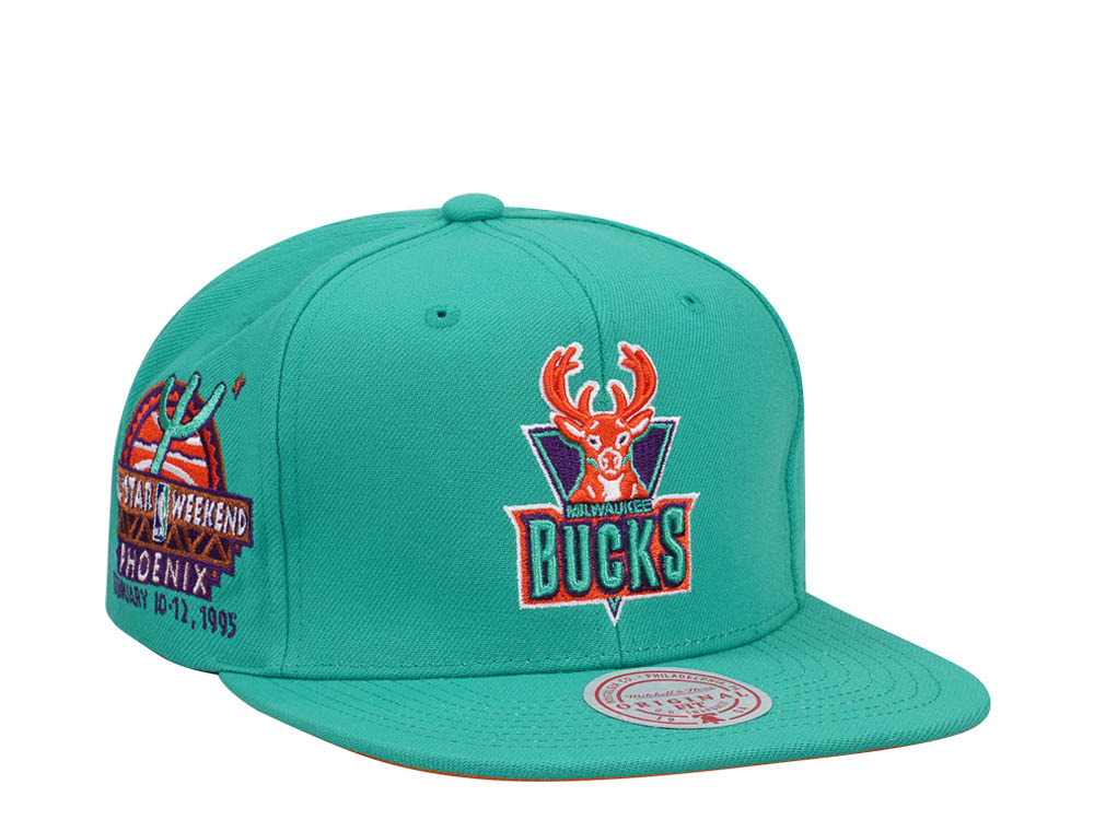 Mitchell & Ness Milwaukee Bucks Desert Green Hardwood Classic All Star Weekend Snapback Hat