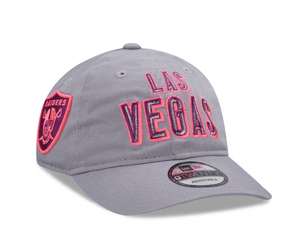 New Era Las Vegas Raiders Pink Glow Gray Edition 9Twenty Strapback Hat