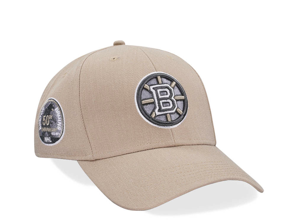 47Brand Boston Bruins 50th Anniversary Vintage Khaki Sure Shot MVP Snapback Hat