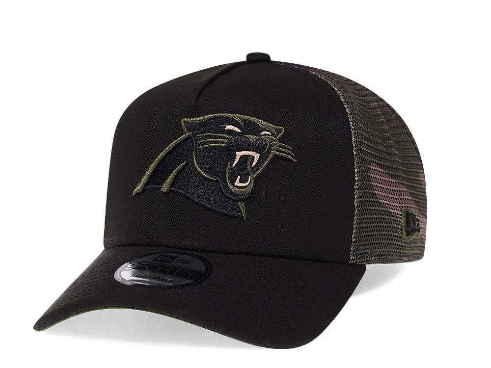 New Era Carolina Panthers Camo 9Forty A Frame Trucker Snapback Hat