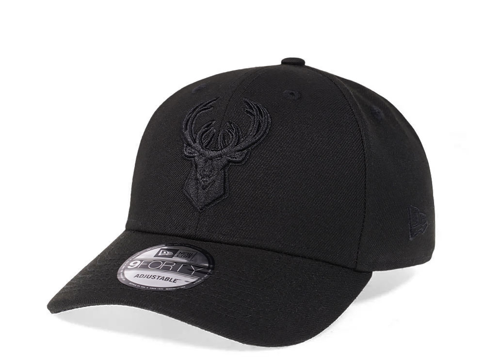 New Era Milwaukee Bucks All Black 9Forty Snapback Hat