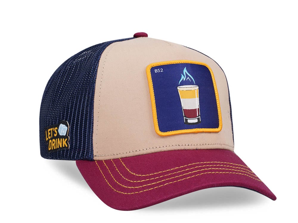 Capslab Cocktails B52 Navy Beige Burgundy Trucker Snapback Hat