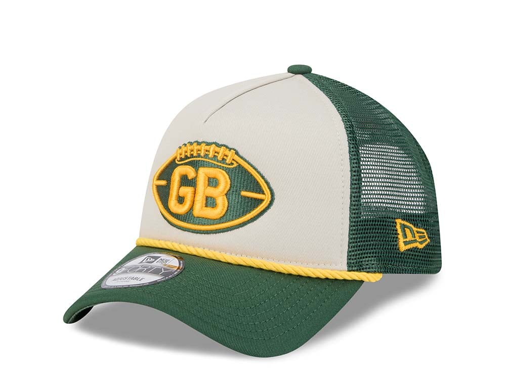 New Era Green Bay Packers Sideline 2024 9Forty A Frame Trucker Snapback Hat