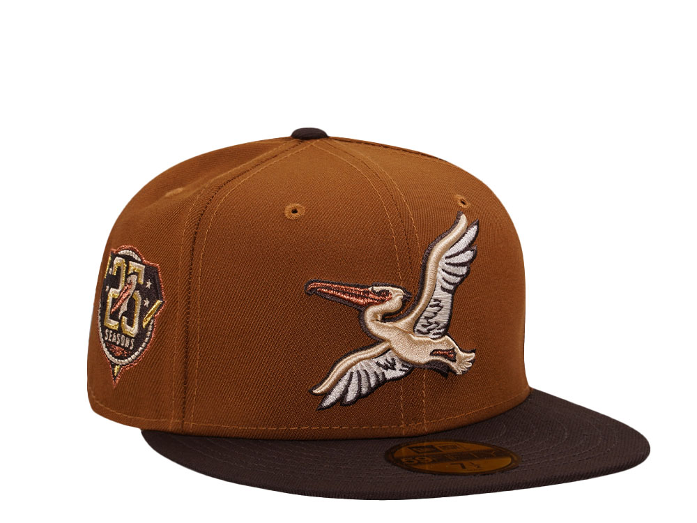 New Era Myrtle Beach Pelicans 25 Seasons Bourbon Throwback Two Tone Edition 59Fifty Fitted Hat