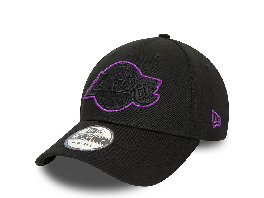 New Era Los Angeles Lakers Black Metallic Outline Edition 9Forty Strapback Hat