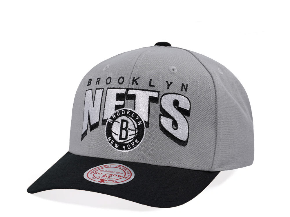 Mitchell & Ness Brooklyn Nets Pro Crown Fit Gray Snapback Hat