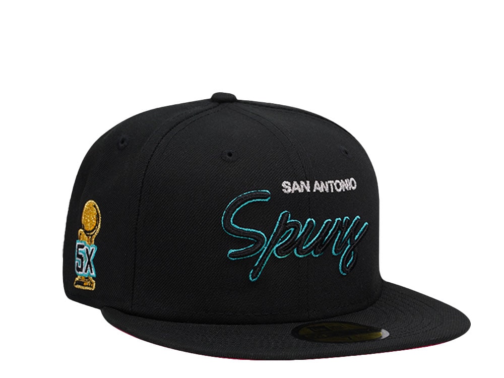 New Era San Antonio Spurs Black Script Champions Edition 59Fifty Fitted Hat