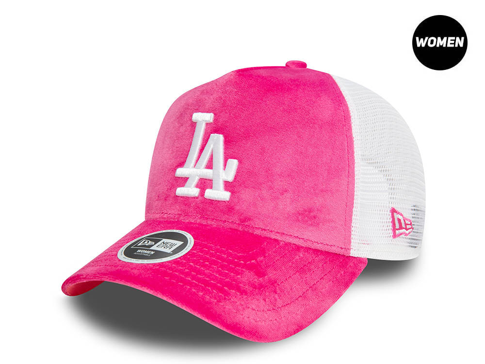 New Era Los Angeles Dodgers Pink Velour Womens Trucker Snapback Hat