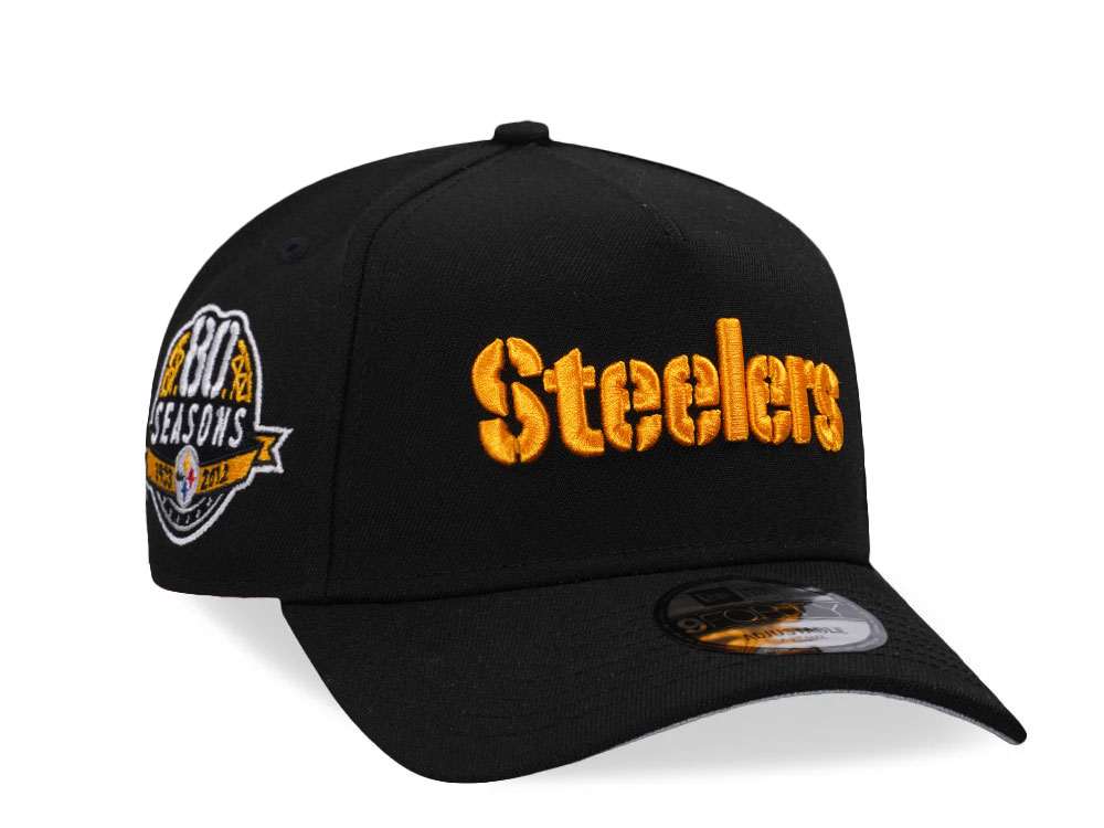 New Era Pittsburgh Steelers 80 Seasons Black 9Forty A Frame Snapback Hat