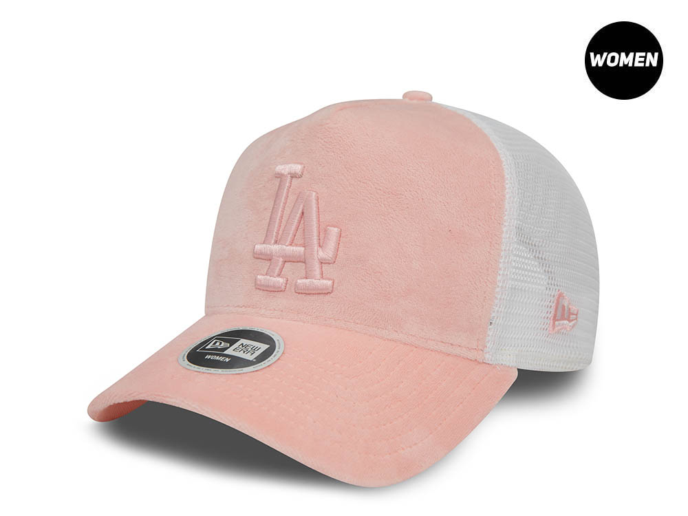 New Era Los Angeles Dodgers Velour Pink Womens Trucker Snapback Hat