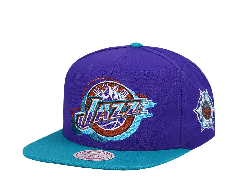 Mitchell & Ness Utah Jazz Logo Blur Hardwood Classic Snapback Hat