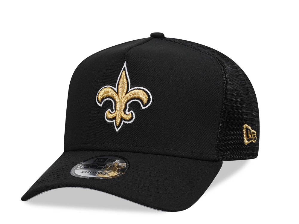 New Era New Orleans Saints Black 9Forty A Frame Trucker Snapback Hat