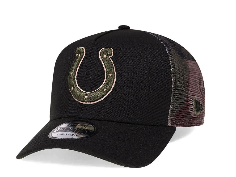 New Era Indianapolis Colts Camo 9Forty A Frame Trucker Snapback Hat