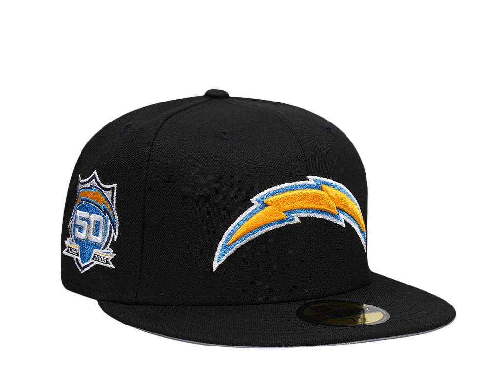 New Era Los Angeles Chargers 50th Anniversary Black Classic Edition 59Fifty Fitted Cap TOPPERZSTORE.COM