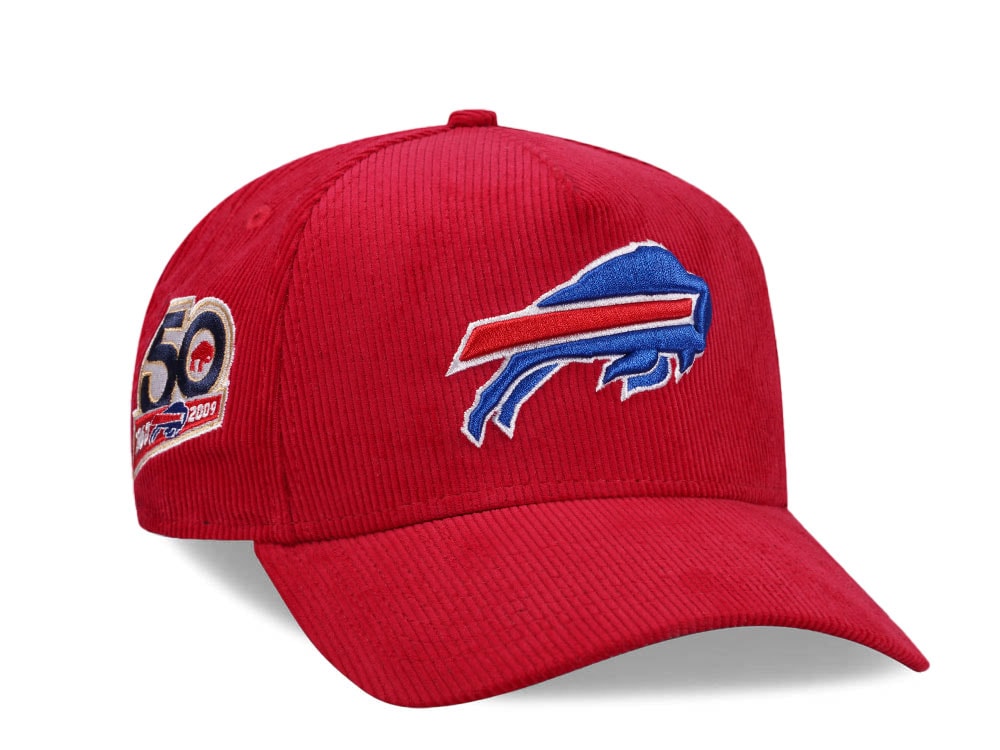 New Era Buffalo Bills 50th Anniversary Red Corduroy Edition 9Forty A Frame Snapback Hat