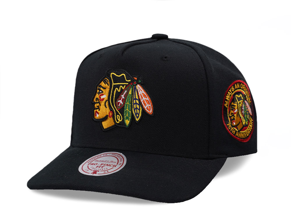 Mitchell & Ness Chicago Blackhawks 75th Anniversary Pro Pinch A Frame Snapback Hat