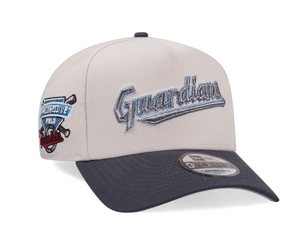 New Era Cleveland Guardians Progressive Field Stone Metallic Two Tone Edition 9Forty A Frame Snapback Hat