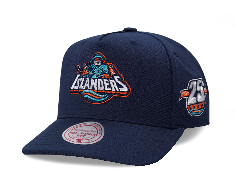 Mitchell Ness New York Islanders 25th Anniversary Pro Pinch A Frame Snapback Cap TOPPERZSTORE.COM