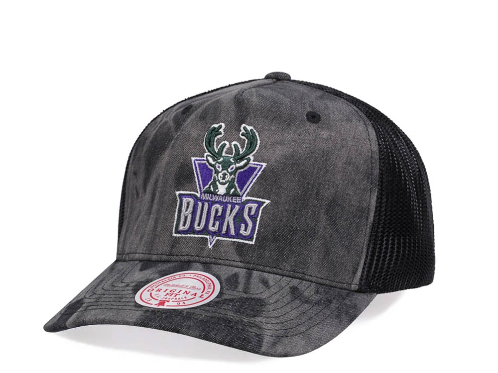 Mitchell & Ness Milwaukee Bucks Burnt Ends Black Trucker Snapback Hat