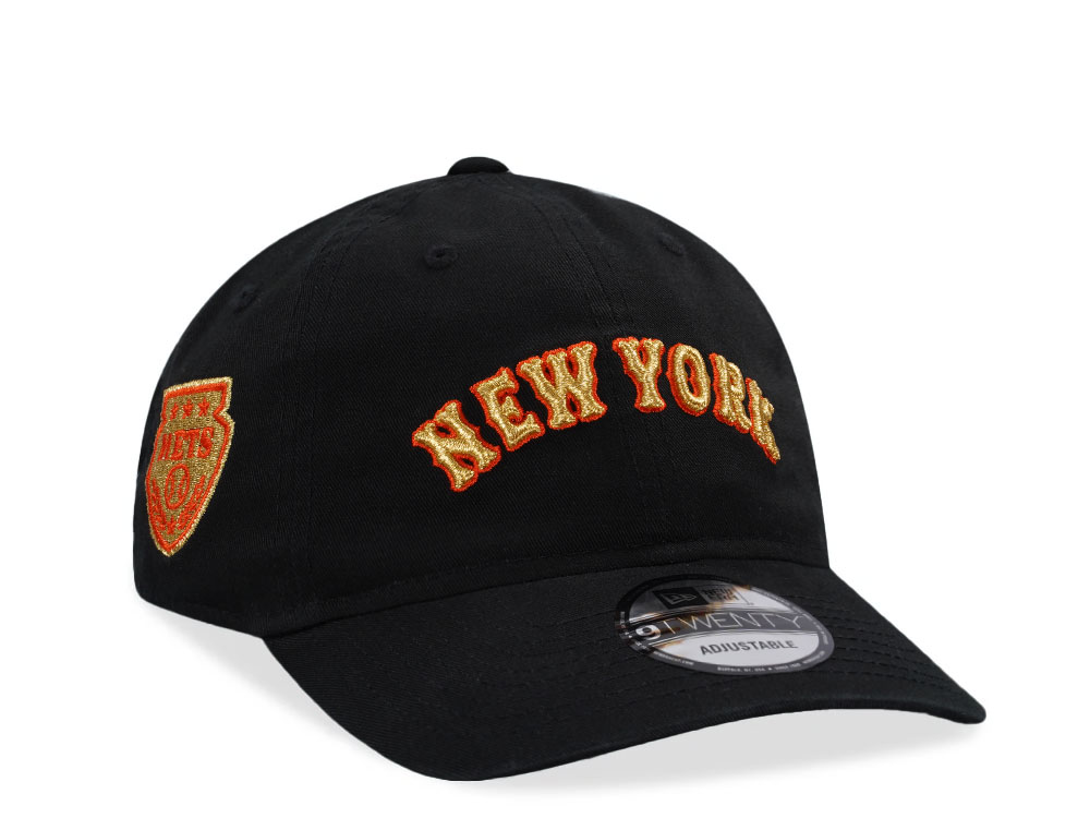 New Era New York Mets Black Gold 9Twenty Strapback Hat