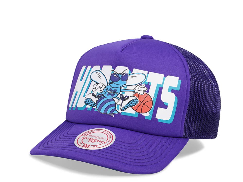 Mitchell & Ness Charlotte Hornets Purple Billboard Trucker Snapback Hat