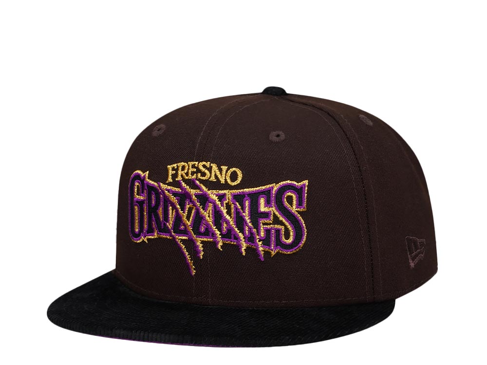 New Era Fresno Grizzlies Burnt Purple Cord Prime Two Tone Edition 59Fifty Fitted Hat